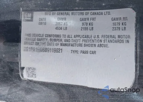 2011 Chevrolet Camaro Ls from USA, damaged, VIN 2G1FA1ED6B9119021